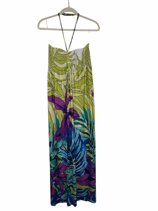 Cache Dresses & Skirts - Vintage Cache Tropical Halter Maxi Dress Beaded Y2K USA XL Vacation Resort